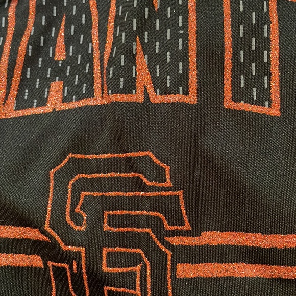 Woman’s shirt sleeve 1x Majestic San Francisco Giants top sparkle NWT Baseball - Picture 13 of 13